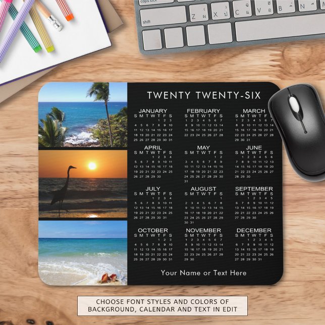 2023 Calendar 3 Photo Personalized Black Mouse Pad (Creator Uploaded)