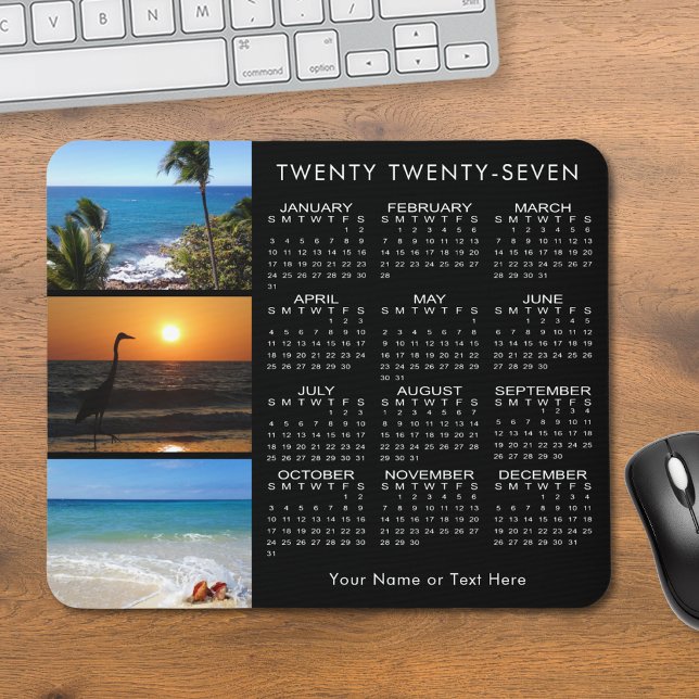 2023 Calendar 3 Photo Personalized Black Mouse Pad (Creator Uploaded)