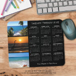 2023 Calendar 3 Photo Personalized Black Mouse Pad<br><div class="desc">Create your own personalized calendar mouse pad featuring 3 of your own photos (or keep the tropical beach images), a 2023 year-at-at-glance calendar and personalized with a name, monogram, company name or other custom text in editable white against your choice of background color (shown in black). ASSISTANCE: For help with...</div>