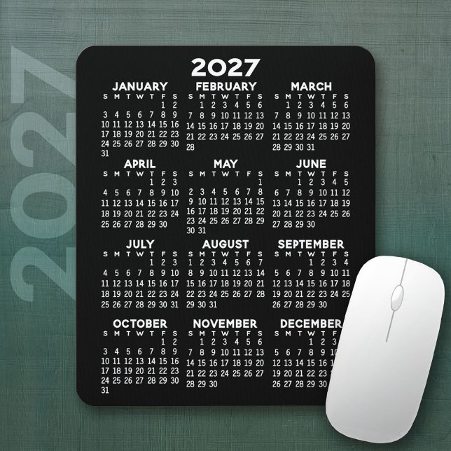 2023 Calendar - black background - Vertical  Mouse Pad (2027 Calendar Mousepad)