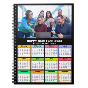 2023 Calendar Business Custom Photo Modern Black Notebook