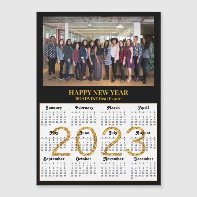 2023 Calendar Business Modern Gold Photo Magnet (Front)