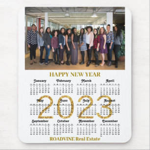 2023 Calendar Business Modern Gold Script Photo Mouse Pad