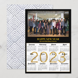 2023 Calendar Business Modern Gold Silver Photo Holiday Card