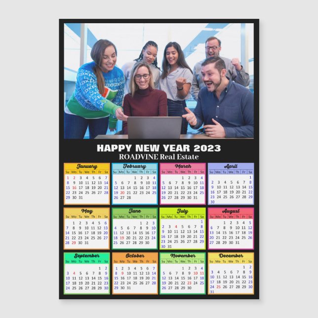 2023 Calendar Business Photo Modern Magnetic Card (Front)