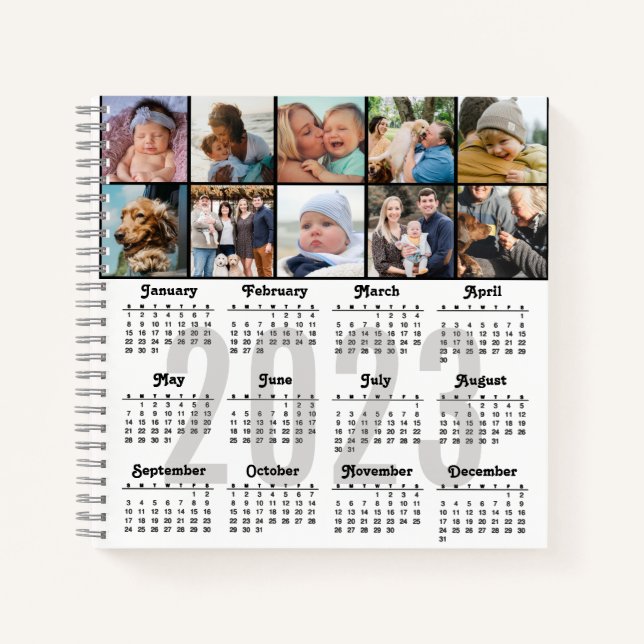 2023 Calendar Custom 10 Family Photo DIY Modern Notebook (Front)