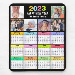 2023 Calendar Custom Family 6 Photo Modern Mouse Pad