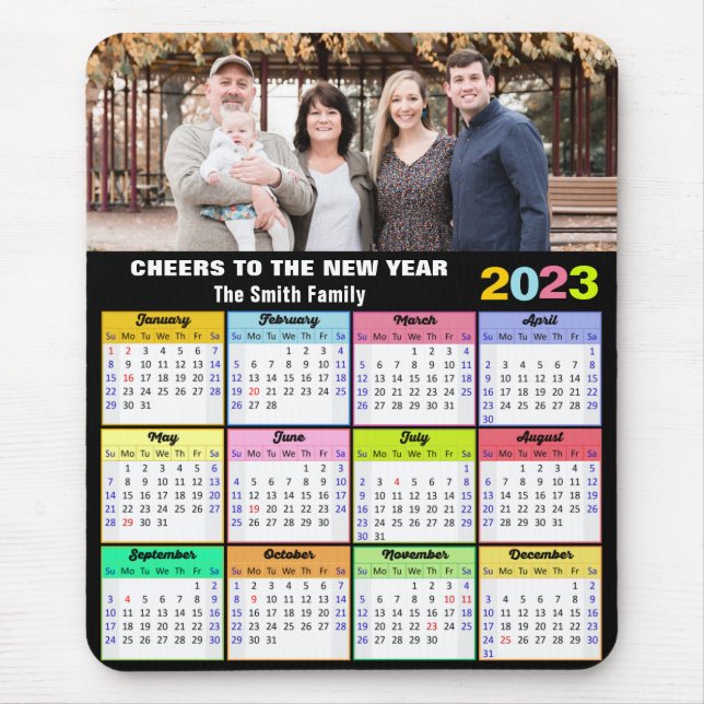 2023 Calendar Custom Family Photo New Year Mouse Pad (Front)