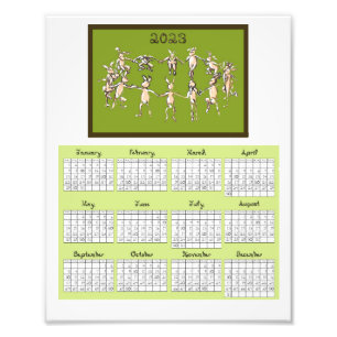 2023 Calendar Fabric Font Rabbits Dancing Photo Pr Print