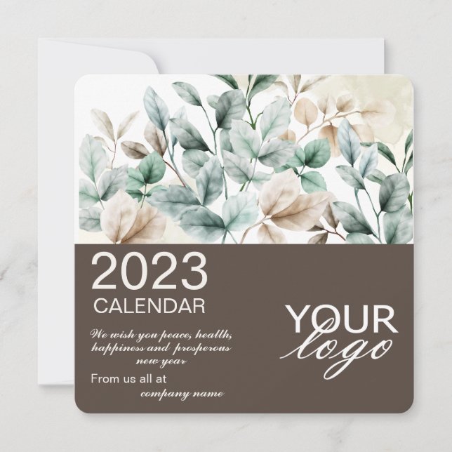 2023 Calendar Floral Business Greeting with Logo  (Front)