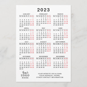 2023 Calendar Full Year White Black Red Minimal Program