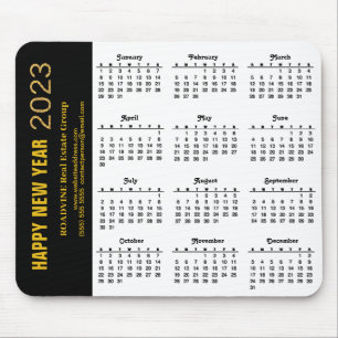 2023 Calendar Gold Script Minimalist Corporate Mouse Pad