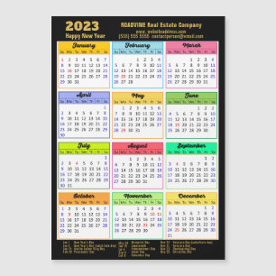 2023 Calendar Gold Script Modern Magnetic Card