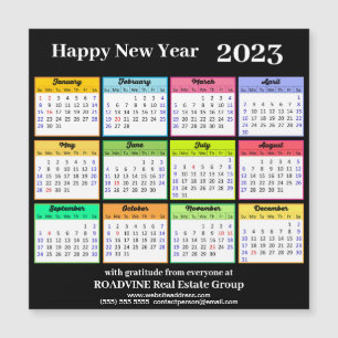 2023 Calendar Gold Script on Black Business Magnet