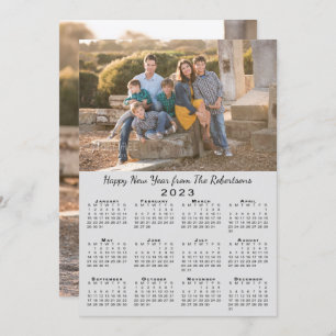2023 Calendar Grey 2 Custom Photos Happy New Year Holiday Card