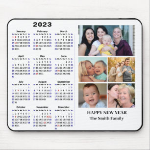2023 Calendar Minimalist 5 Family Photo Modern Mouse Pad