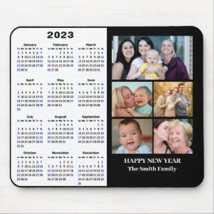 2023 Calendar Minimalist 5 Family Photo Modern Mouse Pad