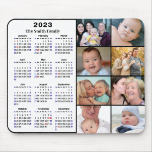 2023 Calendar Minimalist 8 Family Photo Custom Mouse Pad