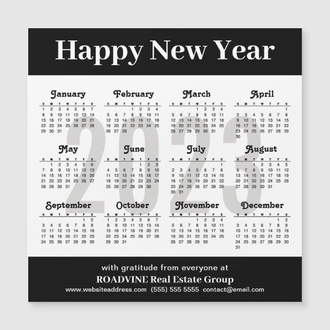2023 Calendar Minimalist Business Magnetic Card (Front)