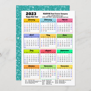 2023 Calendar Mint Green Glitter Modern Business Holiday Card