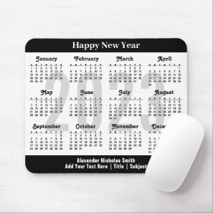 2023 Calendar Modern Black and White Minimalist Mouse Pad