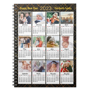 2023 Calendar Modern Family 12 Photo Collage DIY Notebook