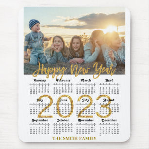 2023 Calendar Modern Gold Glitter Script Photo Mouse Pad