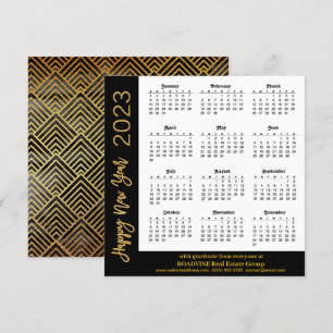 2023 Calendar Modern Gold Script on Black Business Holiday Card