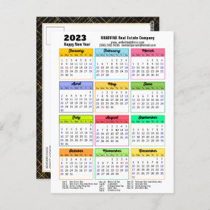 2023 Calendar Modern Script Minimalist Business Postcard
