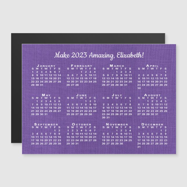 2023 Calendar Motivation Custom Name Purple Magnet (Front/Back)