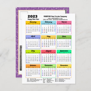 2023 Calendar Purple Modern Corporate Photo Postcard