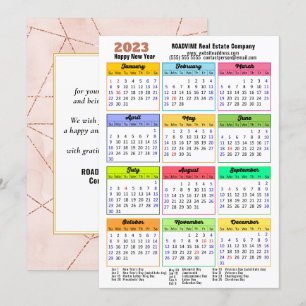 2023 Calendar Rose Gold Stripes Modern Corporate Holiday Card