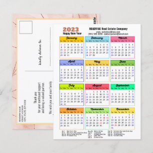 2023 Calendar Rose Gold Stripes Modern Corporate Postcard