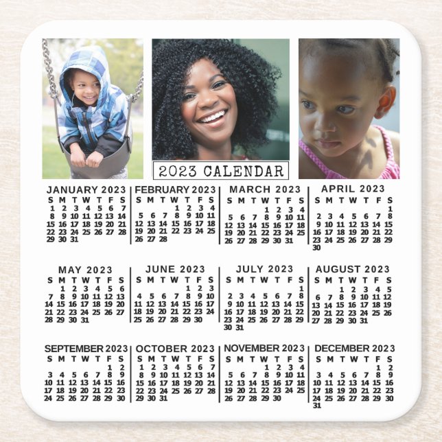 2023 Calendar (See Description for Newest Version) Square Paper Coaster (Front)