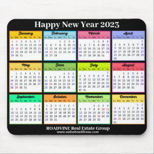 2023 Calendar Simple White Black Script Business Mouse Pad