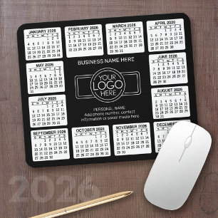 2023 Calendar with logo, Contact Information Black Mouse Pad