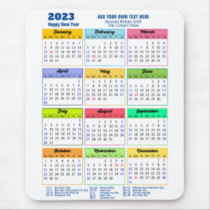 2023 Calendar with Public Holidays Modern Blue Mouse Pad