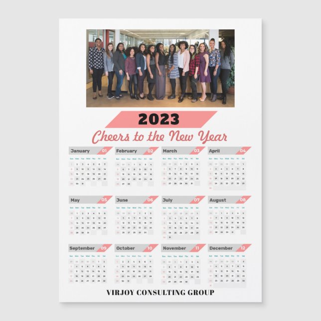 2023 Calendrier Entreprise Rose Gold Photo Magnet (Devant)