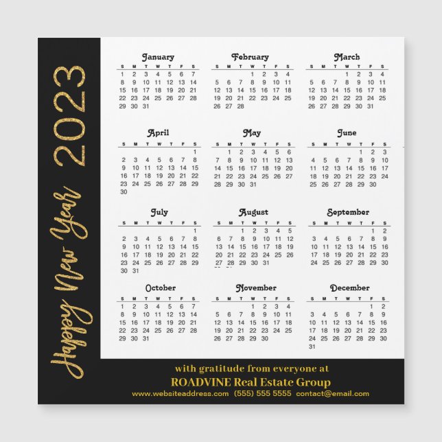 2023 Calendrier Minimaliste Carte magnétique d'ent (Devant)