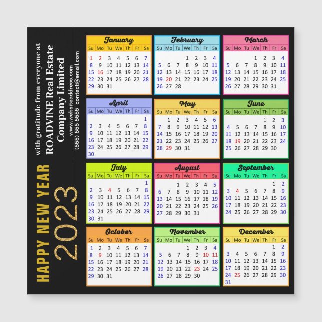 2023 Calendrier Moderne Simple Entreprise Magnet C (Devant)