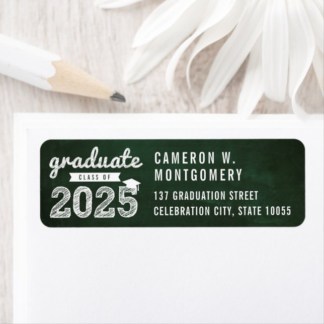 2023 Chalkboard Croquis Moderne Graduation Adresse (En situation)