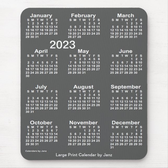 2023 Charcoal Large Print Calendar by Janz Mouse Pad (Front)