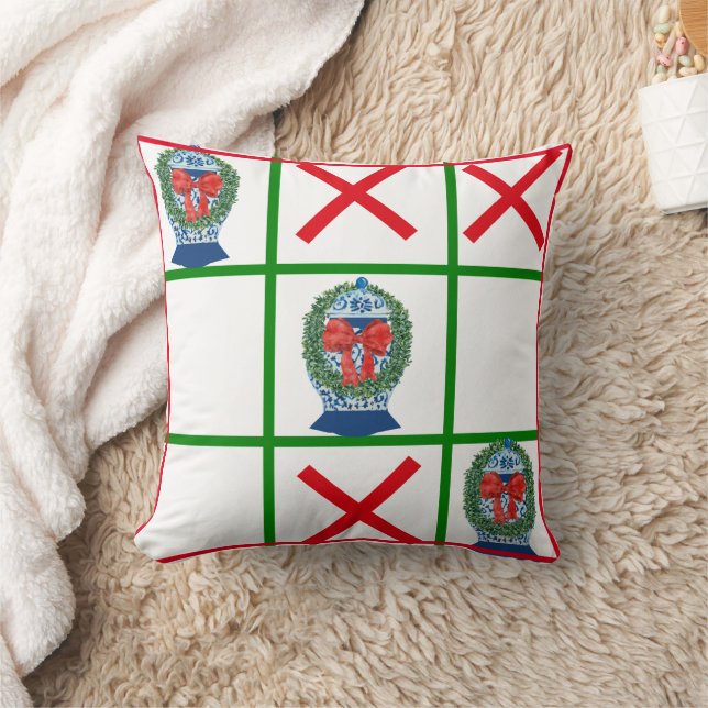 2023 Christmas Ginger Jars tic tac toe Throw Pillow (Blanket)
