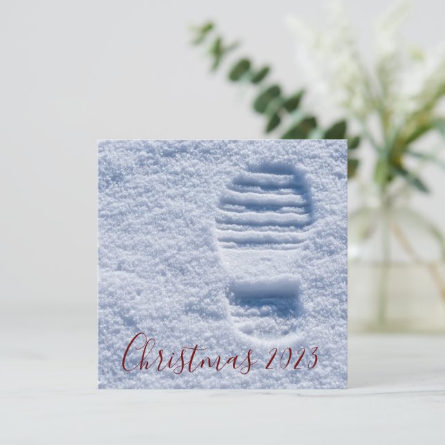 2023 Christmas Santa Claus Boot Print Holiday Card (Standing Front)