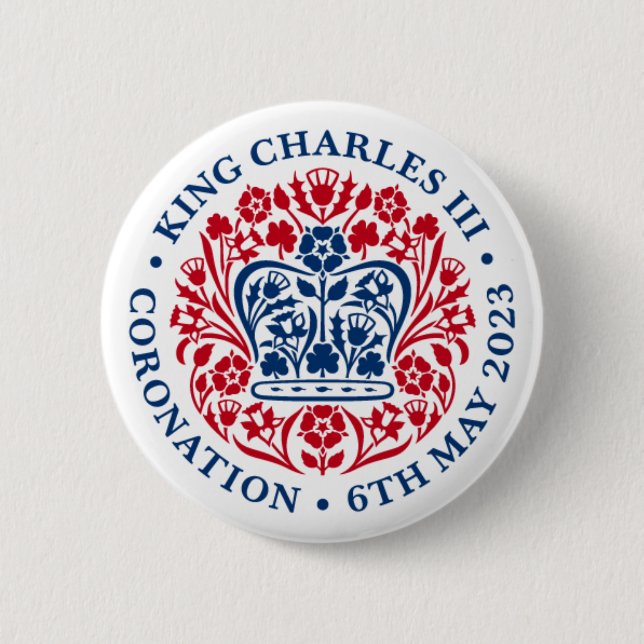 2023 Coronation Pin Badge (Red and Blue) (Front)