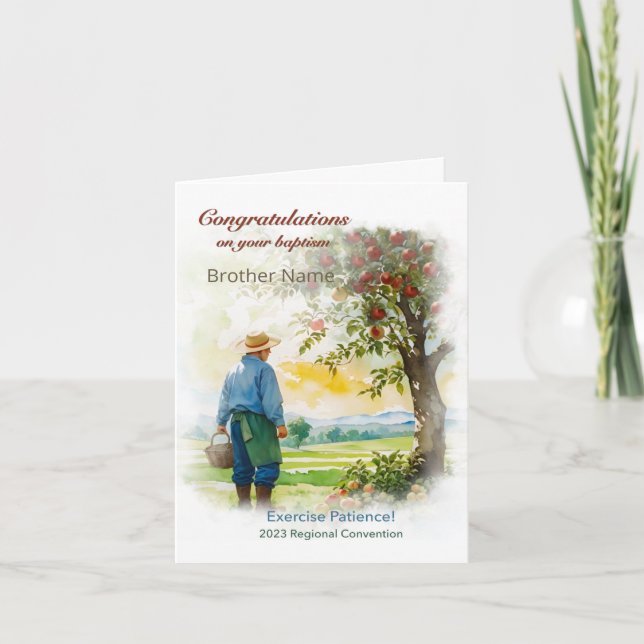 2023 Exercise Patience! JW Convention Baptism Card (Front)