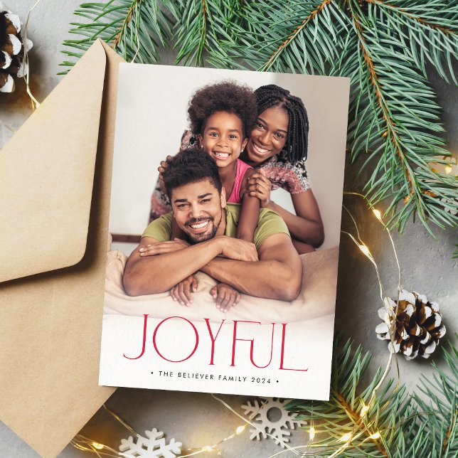 2023 FAMILY PHOTO modern minimalist JOYFUL red Announcement (Creator Uploaded)