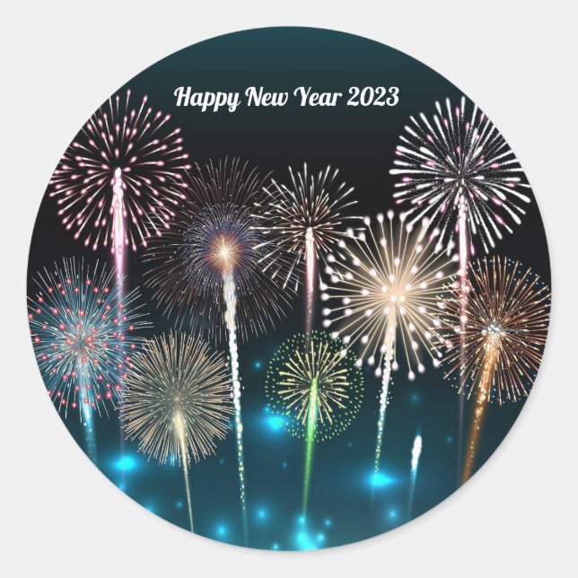 2023 Fireworks  New Year Classic Round Sticker (Front)