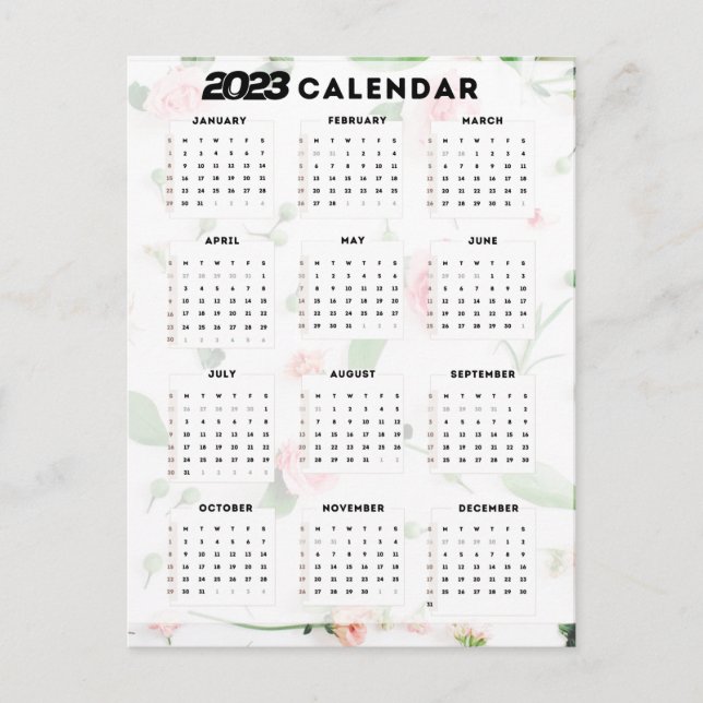 2023 floral calendar postcard (Front)