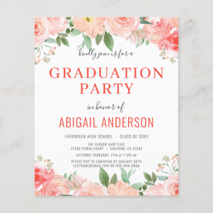 2023 Floral Coral Peach Photo Graduation Party  Flyer